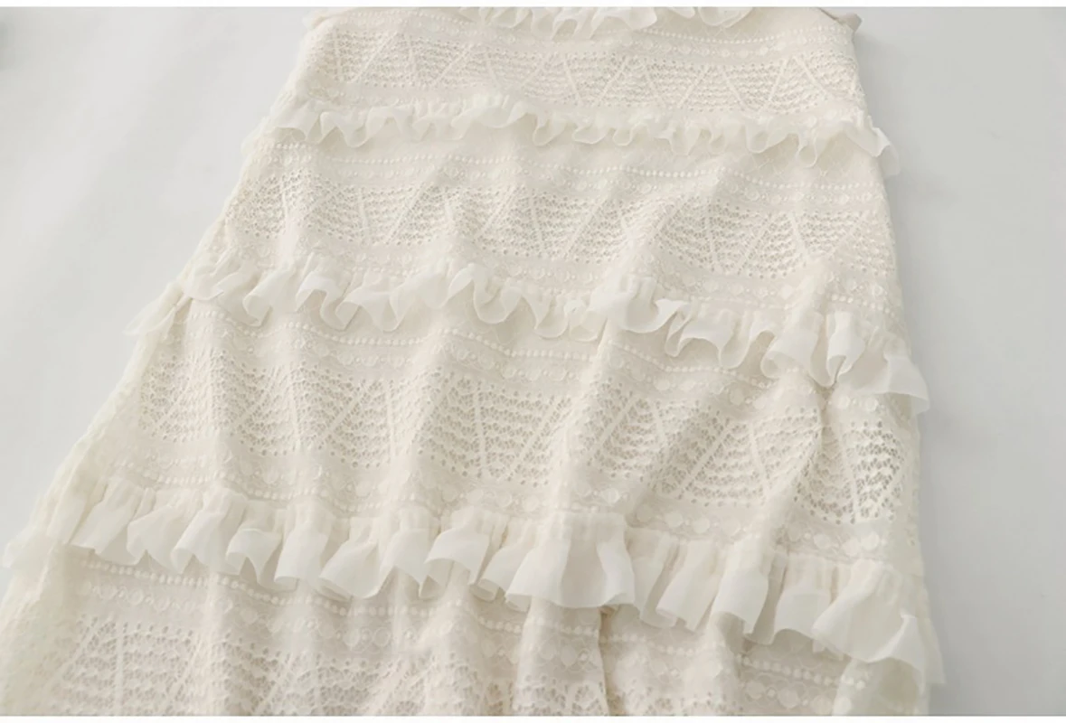 Женское кружевное платье на бретельках во французском стиле летние кружевные