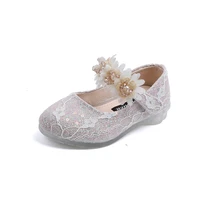 childrens leather shoes 2022 summer new girls mesh pearl lace kids fashion princess dance performance shoes for party wedding