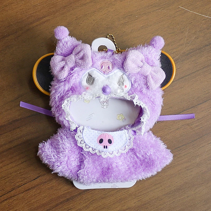 Фото Sanrios Kuromi Cinnamoroll, одежда для кукол, брелок, милая мелодия, съемная накидка, плюшевый наряд, сменный костюм для коллекционеров, подарки №3