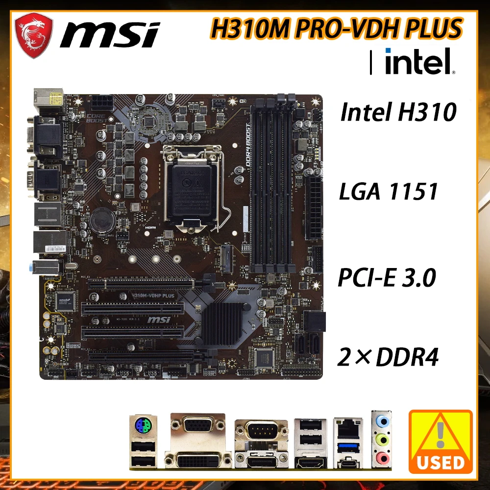 

MSI H310M-VDHP PLUS Motherboard LGA 1151 Motherboard Intel H310 DDR4 64GB PCI-E 3.0 USB3.1HDMI m-ATX For 9th/8th Gen Intel Core