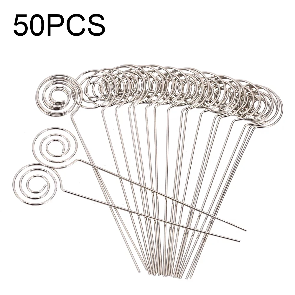 

50/Pack Place Card Holder Pick Ring Loop Swirl Wire Clip Photo Metal Clamp For DIY Craft & Gift Making Note Memo Holder