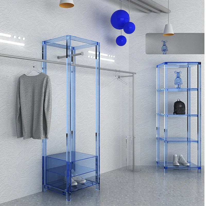 

zq Acrylic Shelf Transparent Display Cabinet Floor Display Rack Clothes Display Stand Customization
