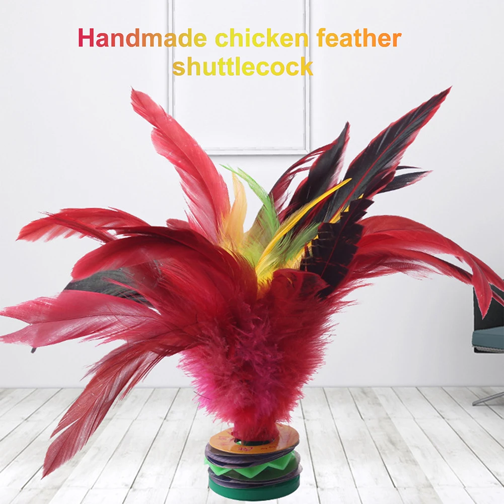 

20cm Chinese Jianzi Colorful Feathers Feather Shuttlecock Portable Foot Kick Handwheel Feather Shuttlecock for Physical Exercise