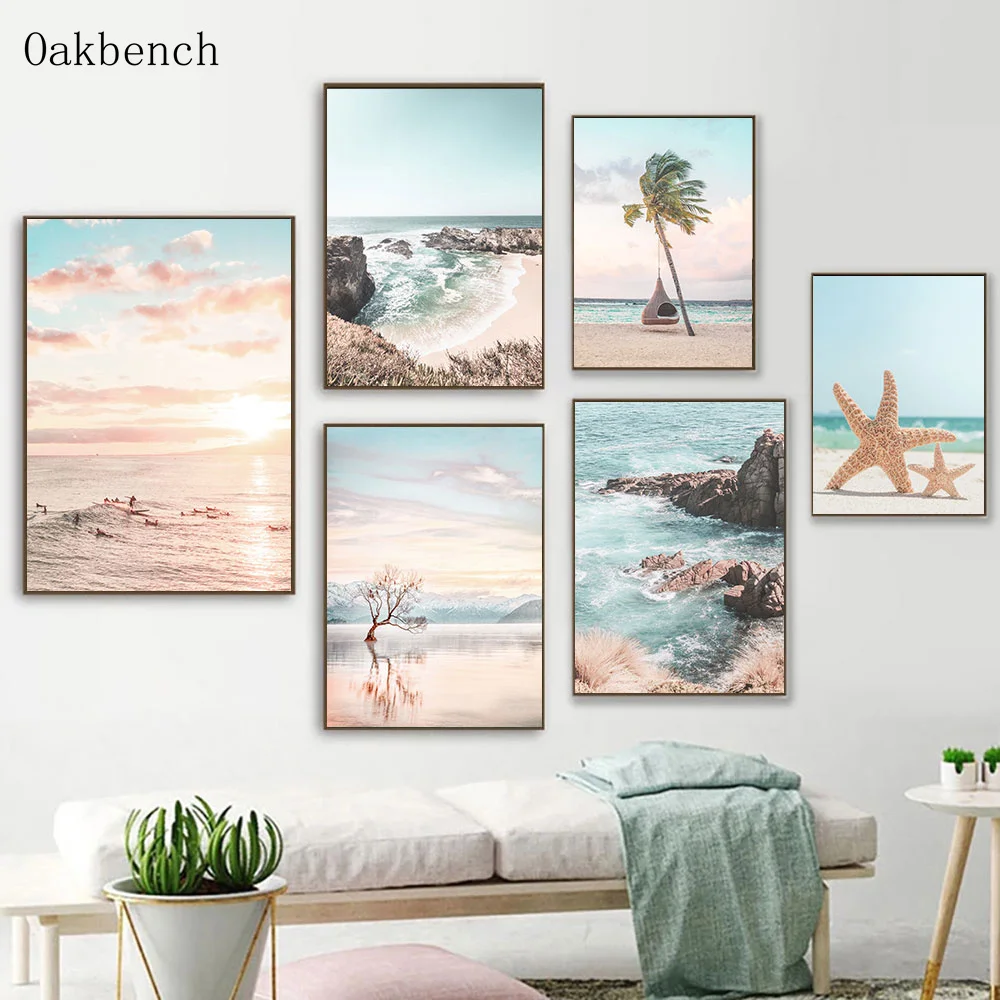 Скандинавский стиль искусство холст живопись морская звезда Пляжная Печать