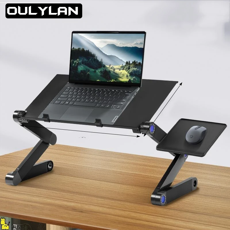 

Регулируемая подставка для ноутбука, портативный столик из алюминиевого сплава для телевизора, кровати, дивана, ПК, ноутбука, с ковриком для мыши