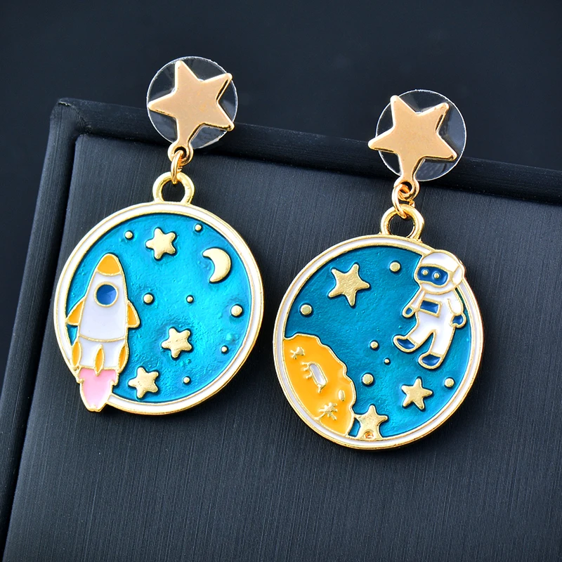 

SINLEERY Cartoon Blue Enamel Earrings For Women Pearl cubic zirconia Gold Color mixed style earrings 2022 jewelry 2022 ES292 SSP
