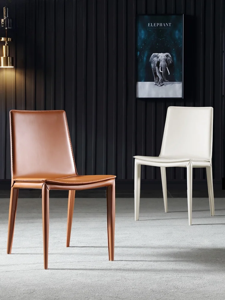 

GY Saddle Leather Dining Chair Home Light Luxury Minimalist Modern Minimalist Designer Nordic Creative High Armchair Chair