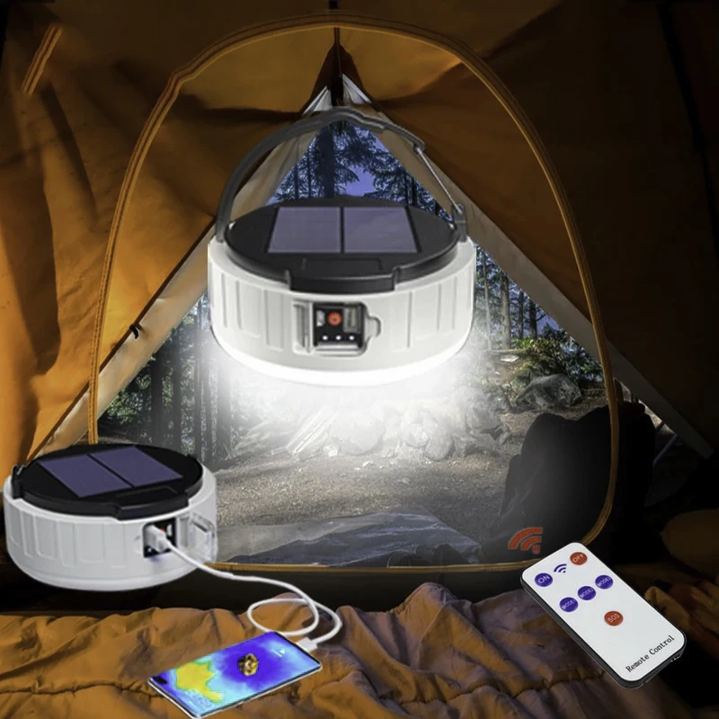 

Camping Lantern USB Rechargeable Lamp Equipment Tent Flashlight Light Outdoor Hiking Night Power Bank Powerful Solar Portable