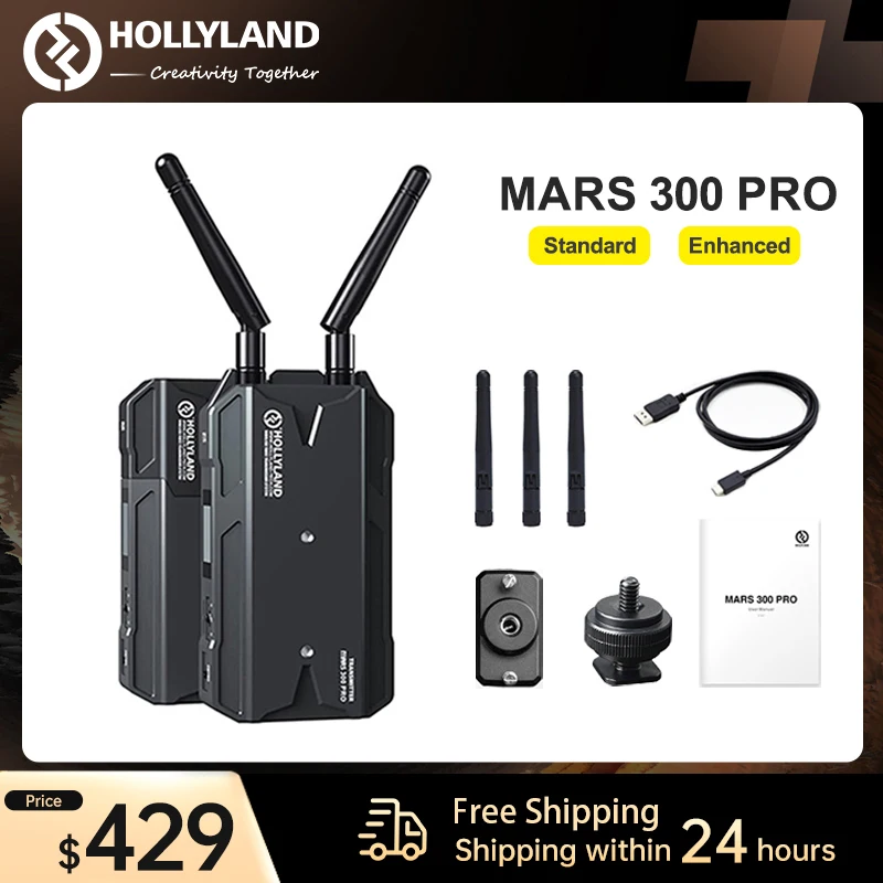 Hollyland Mars 300 Pro [Official] Wireless Video Transmitter 0.1s Latency HDMI Loopout For Videographer Photographer Filmmaker