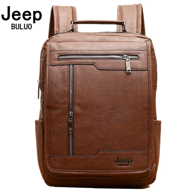 

Мужской рюкзак для школы и колледжа JEEP BULUO, Оранжевый рюкзак из искусственной кожи, деловая вместительная сумка на плечо, для путешествий, все сезоны, 2019
