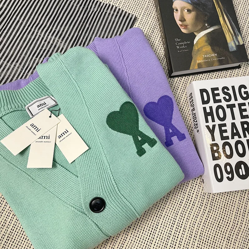 Повседневная Толстовка AMI мужской кардиган с V-образным вырезом Мужская Толстая