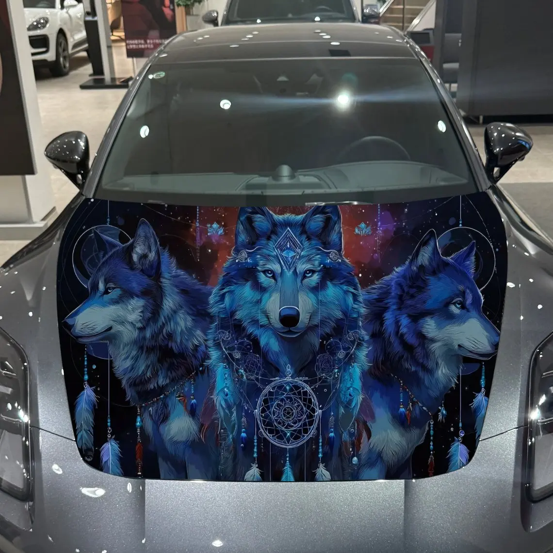 Фото Виниловая пленка для автомобиля Starfield Blue Wolves Dreamcatcher, водонепроницаемая наклейка на капот автомобиля из ПВХ, самоклеящаяся устойчивая к царапинам Sti №4