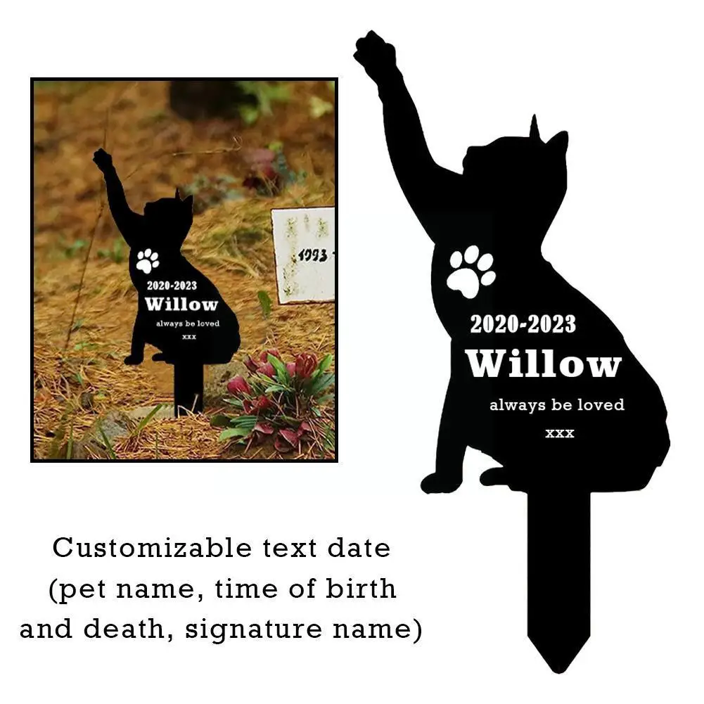 

Custom Cross Sign Metal Pet Memorial Stake Dog Paw Cat Prints Plaque Gift Marker Dog Black Personalized Grave Loss R0U8