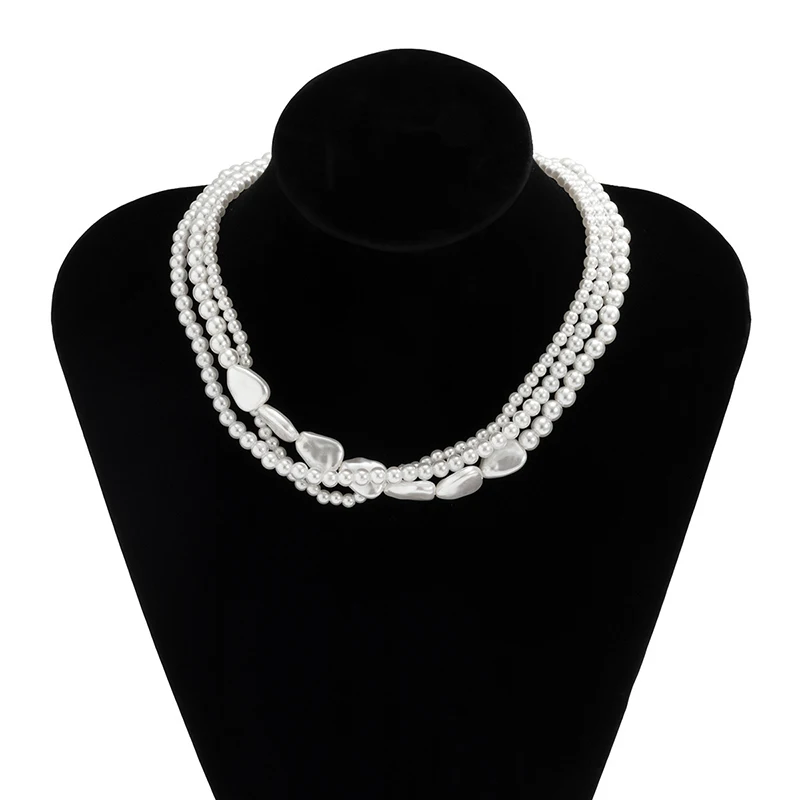 

Многослойное белое ожерелье из искусственного жемчуга, цепочка из бисера в стиле панк, женское свадебное короткое ожерелье до ключиц, очаро...