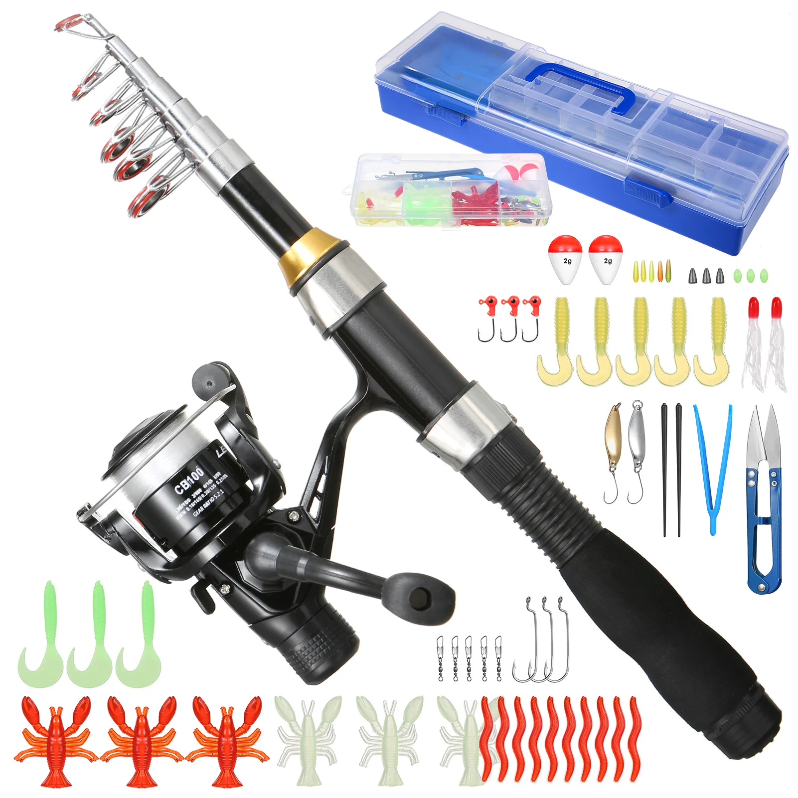 

1.5m/1.7m Telescopic Fishing Rod Kit Spinning Reel Tackle Set For Saltwater and Freshwater Outdoor Fishing Accessories