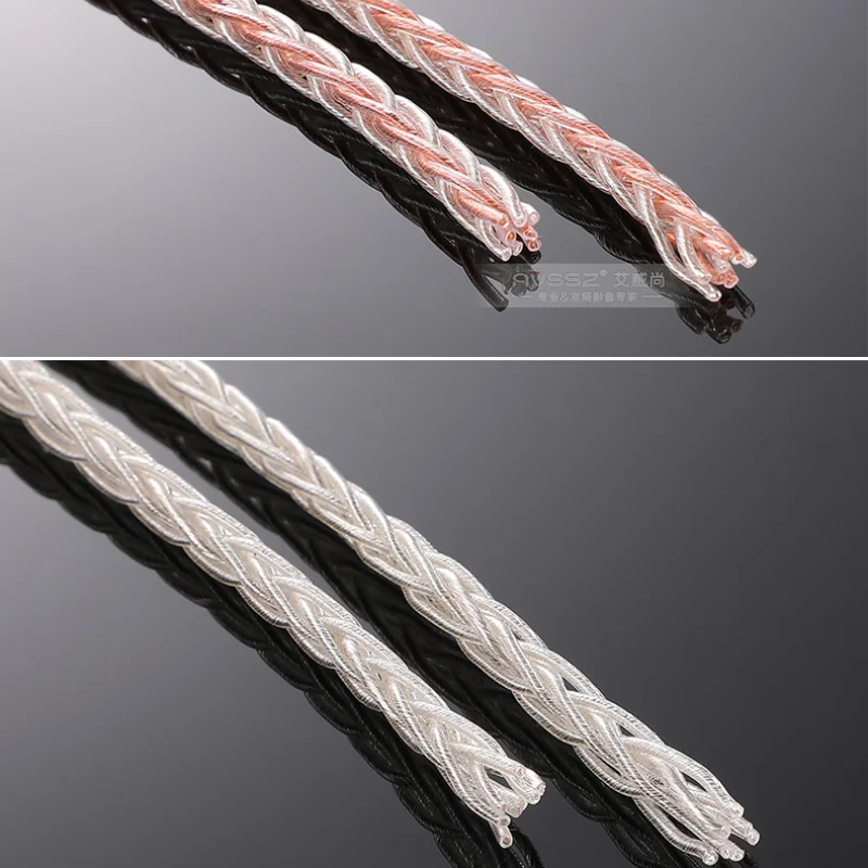 1 meter headphone cable 8 strands of single crystal copper silver-plated fever DIY AUX pair recording cable audio repair Teflon