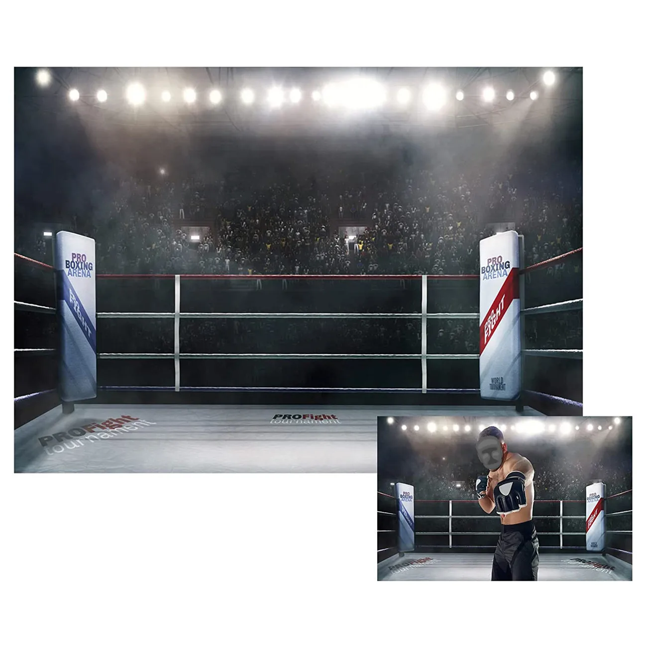 

Sports Boxing Theme Backdrop Birthday Party Athlete Competitor Contest Arena Infighter Boxer Photography Background Gym Boys Men