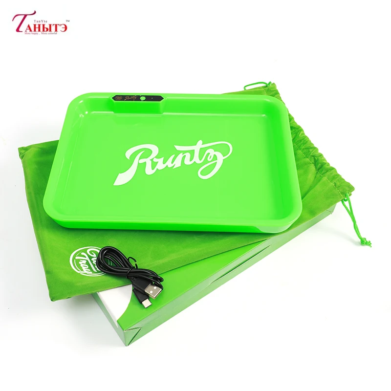 

Runty Manual Color Changing LED Tobacco Rolling Tray Glow Herb Tray Herb Grinder Plate Cigarette Glow Smoking Roll Weed Tray