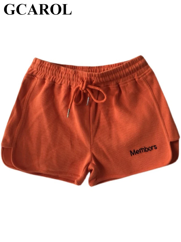 

GCAROL Summer Women Cotton Mini Shorts Drawstring High Waist Stretch Absorb Sweat Casual Beach Style Running Sporty Shorts