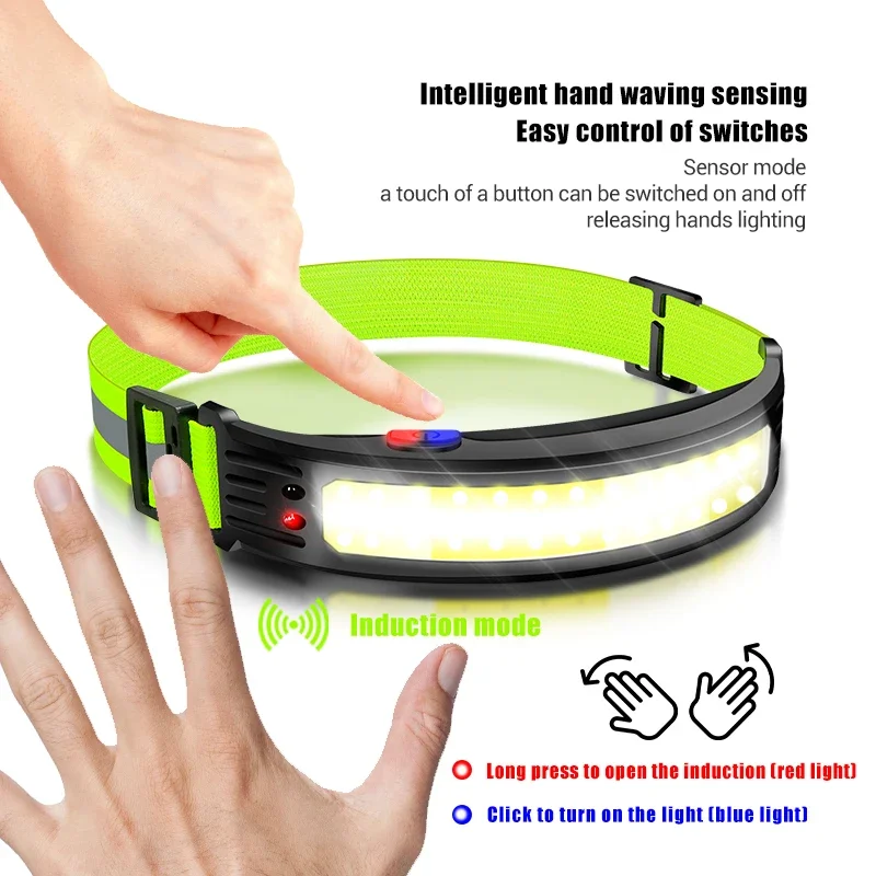 Фонарь налобный со встроенным аккумулятором и датчиком яркости