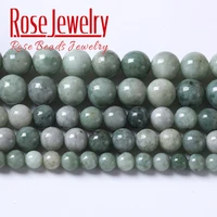 real natural burma jadeite beads green myanmar jades stone round loose beads for jewelry making diy bracelet 15inch 6 8 10 12mm