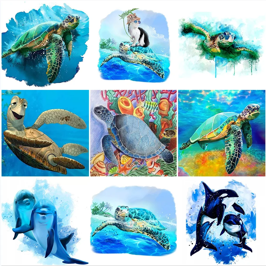

AB drill Square/Round DIY 5D Mosaic Tortoise Animal Diamond Painting Rhinestone Embroidery Children ChristmasGift