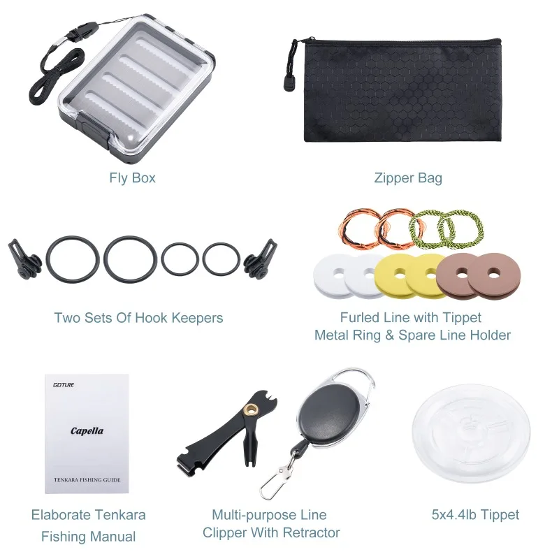 Goture Tenkara 12FT Fly Fishing Rod Combo с рыбными крючками Mainline мушки приманки набор трубок сумка