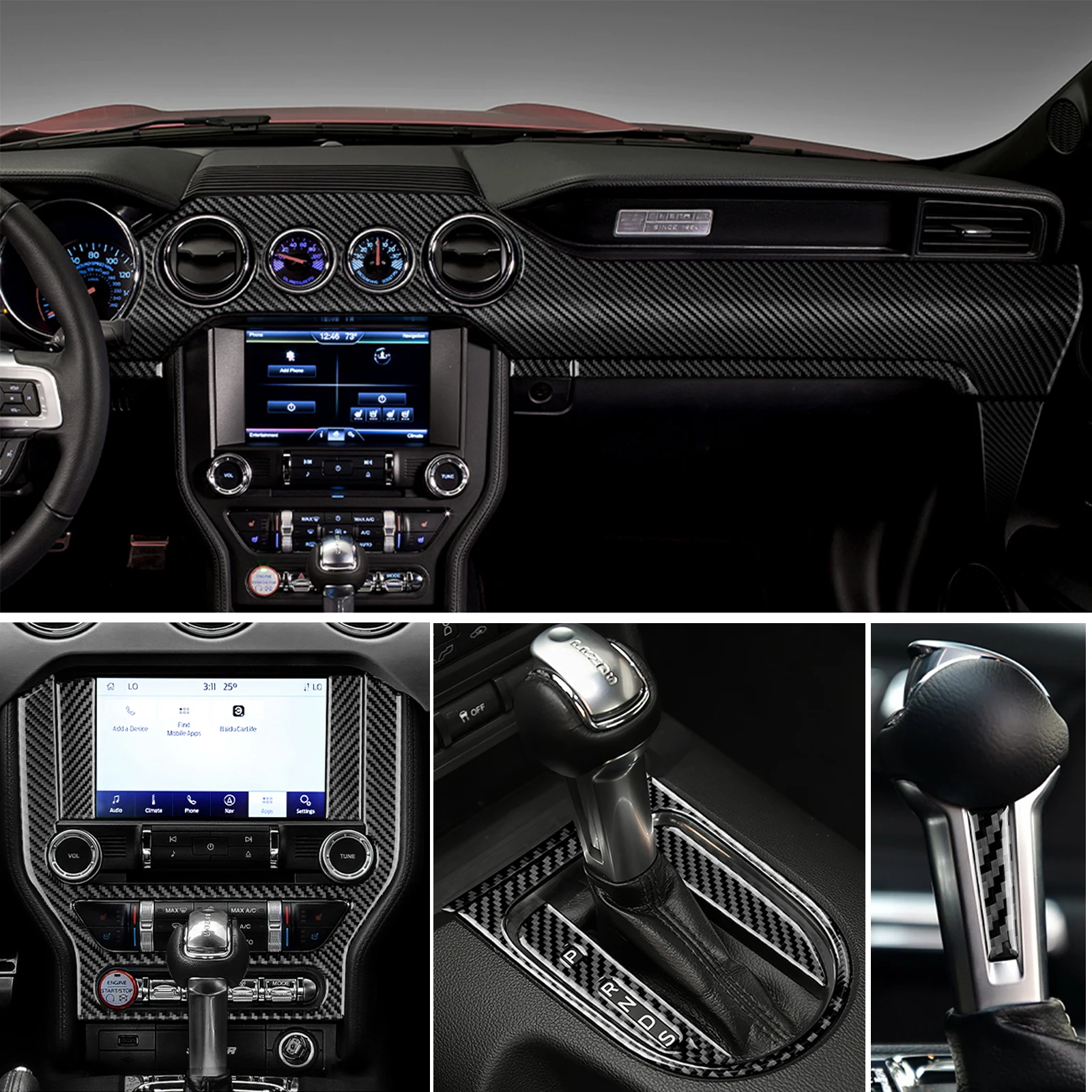 

Стикер из натурального углеродного волокна для одного набора для Ford Mustang 2015-2022, наклейка на панель приборной панели автомобиля, аксессуары д...