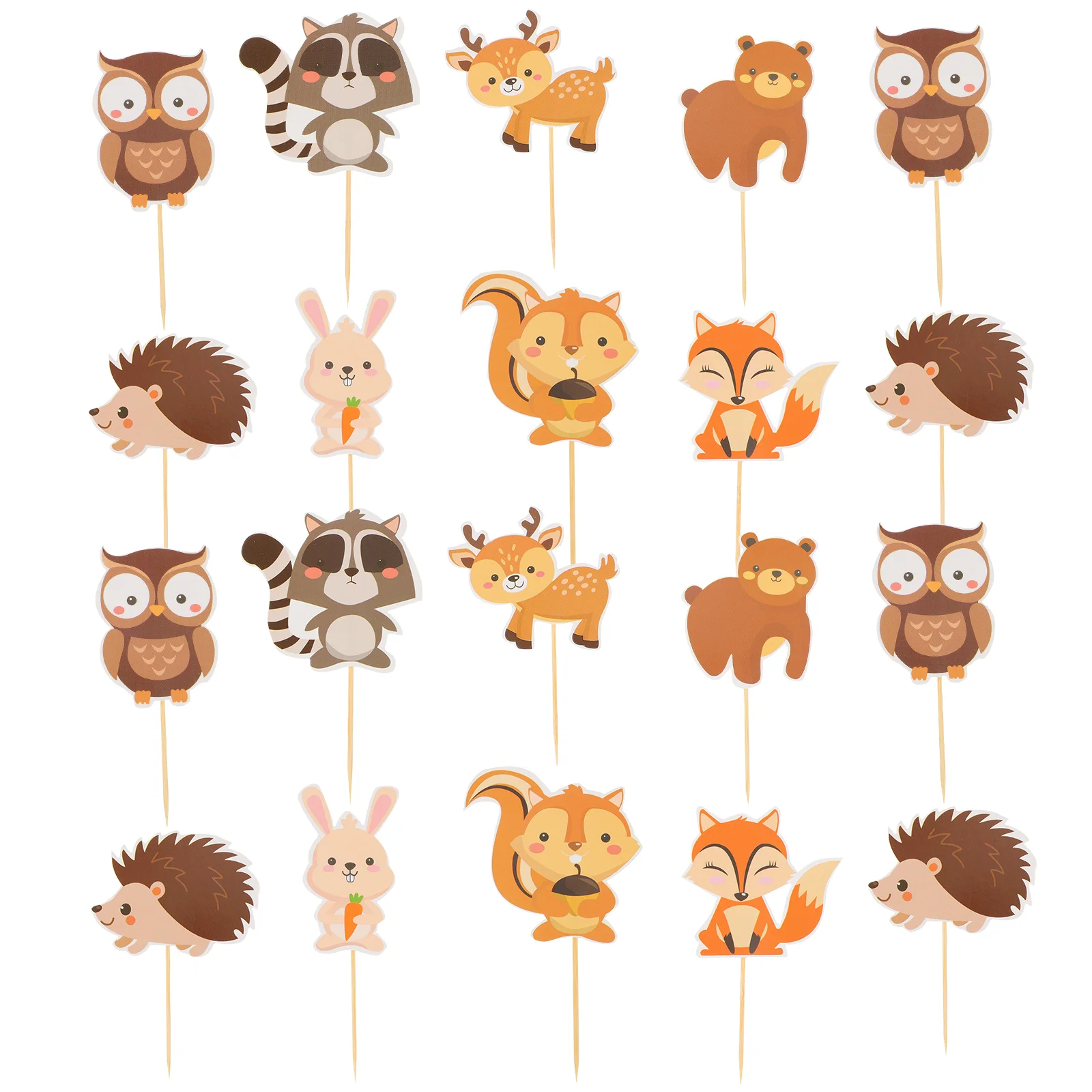 

Party Cupcake Toppers Animal Dessert Decor Forest Fruit Animals Insert Pick Picks Woodland Birthday Shower Baby Glitter