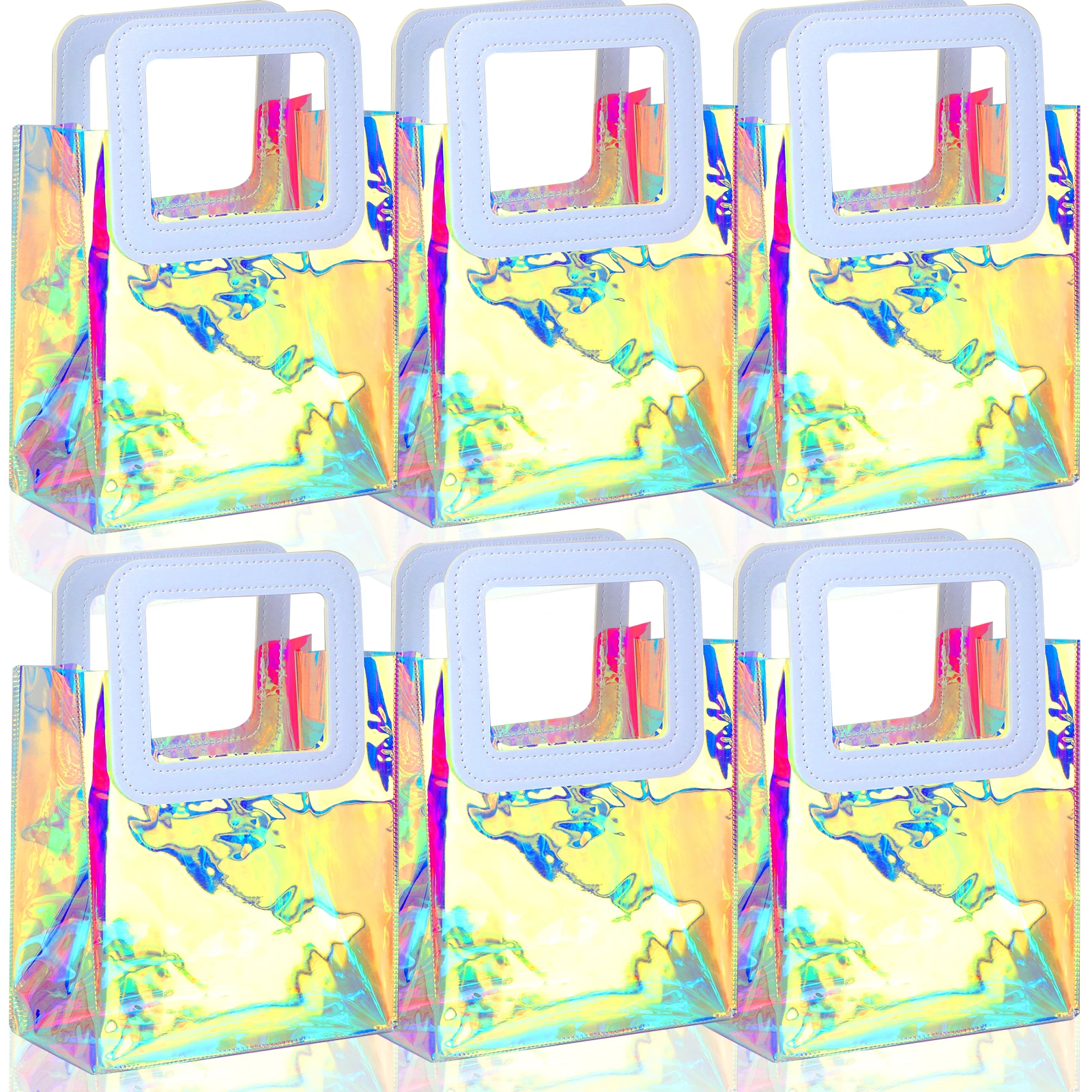 

Gift Bag with Handle, Clear Reusable PVC Handbags, Heavy Duty Gift Wrap Bags