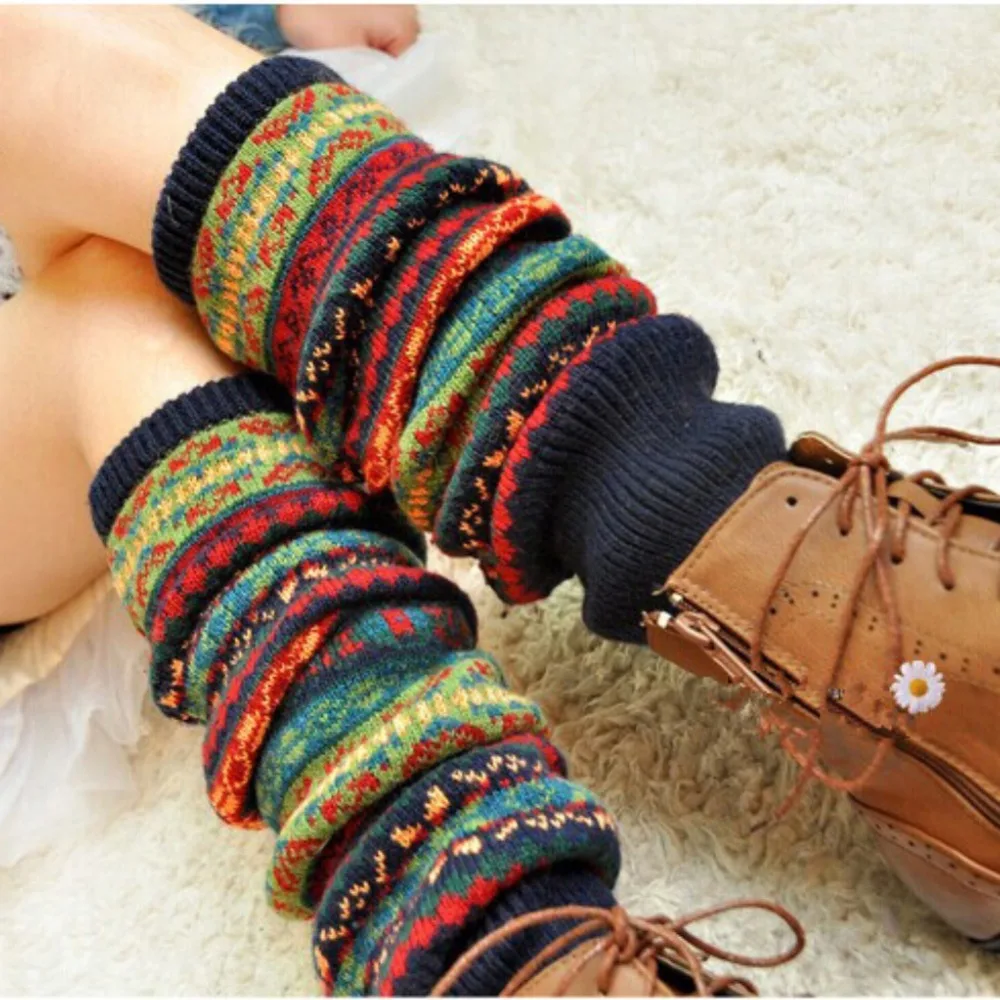 Bohemis Ladies Winter Over Knee Long Knit Crochet Leg Warmers Legging Stocking