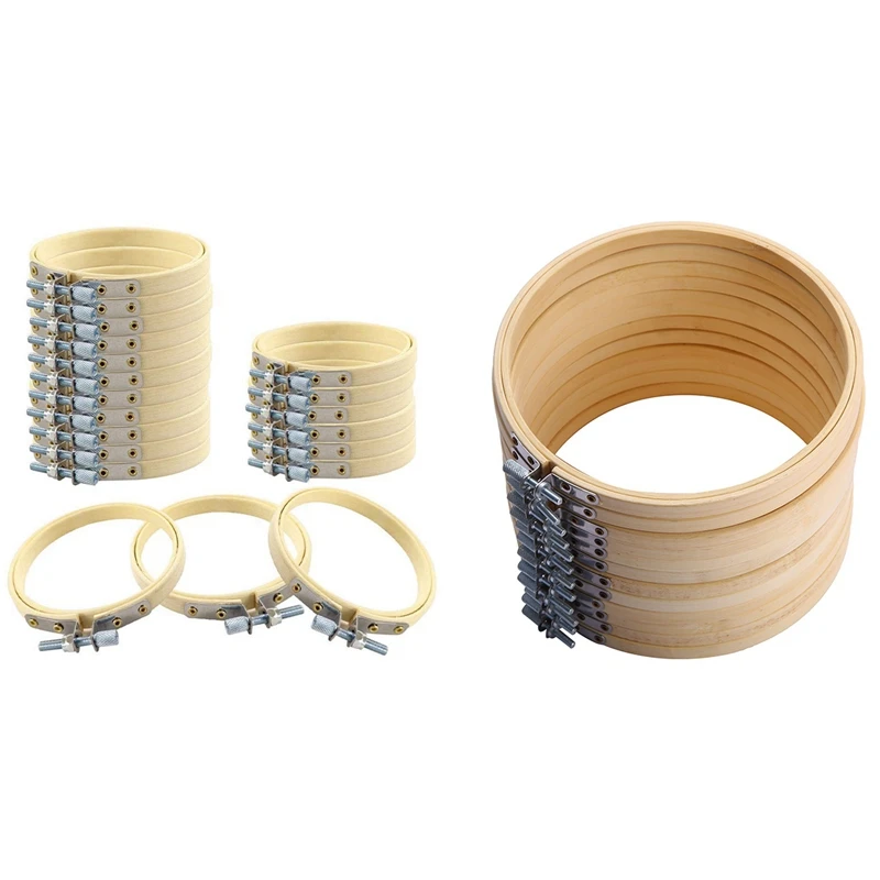 

12 Pcs 7 Inch Wooden Embroidery Hoops For Art Craft Sewing With 24 Pcs 4 Inch Bamboo Embroidery Hoops, For Art Craft
