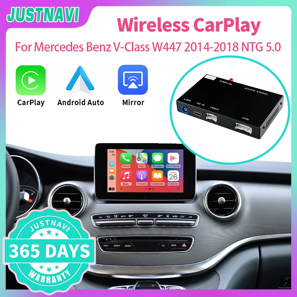 

JUSTNAVI беспроводной CarPlay для Mercedes Benz V-Class W447 2014 - 2018 Vito Viano с Android Авто Mirror Link AirPlay