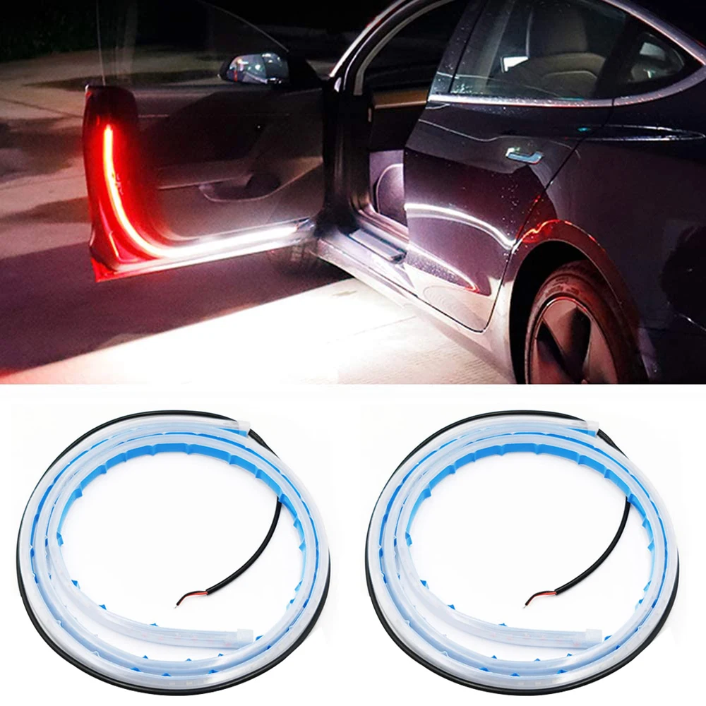 

Car Door Opening Warning LED Lights Anti Rear-end Collision Safety Streamer Strobe Flashing Welcome Decoration Lamp Strips 120cm