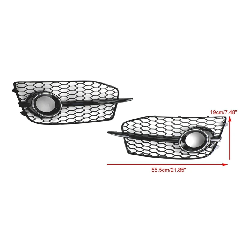 

2PC Car Bumper Fog Light Grill Grille Parts Accessories Fit For Q3 S-Line 2012-2014 8U0807681D 8U0807682D Silver+Black