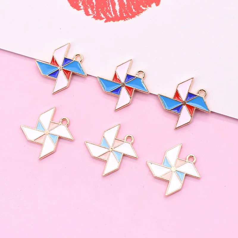 

10pcs/Lot 15mm Enamel Windmill Charm for Jewelry Making Cute Earring Pendant Bracelet Necklace Accessories Diy Finding Craft