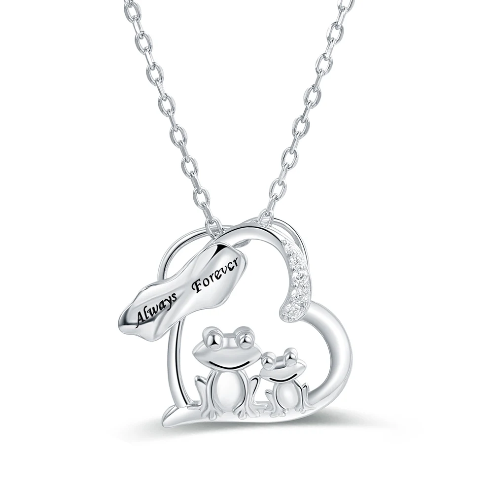

Always Forever Necklace 925 Sterling Silver Frog Mom and Kids Necklace Jewelry Mother's Day Gifts for Women Mom Daughter Wife