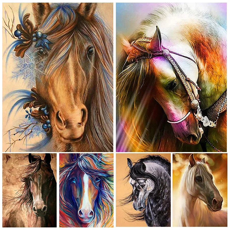 

Алмазная живопись 5D с животными для рукоделия, полная картина с рисунком лошади, инкрустированная вручную, вышивка, домашний декор, подарки