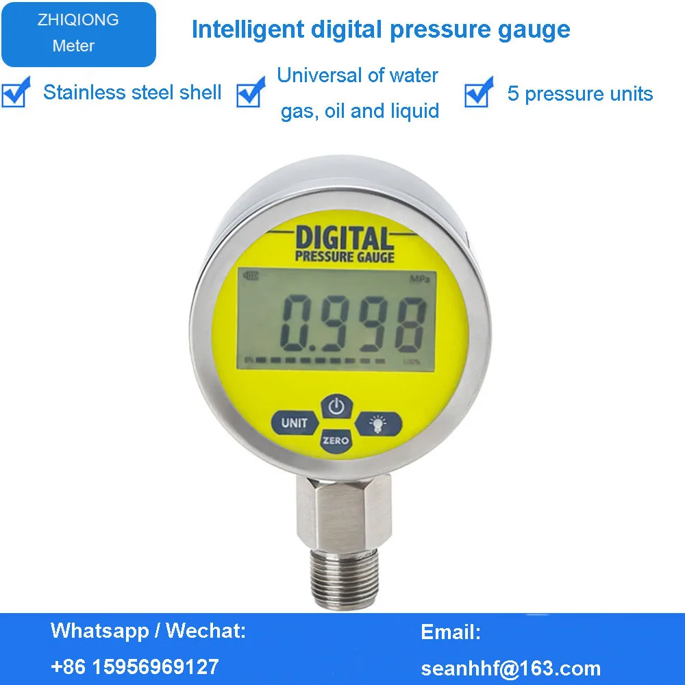 Electronic Digital Display pressure gauge grade liquid gas water pressure vacuum negative pressure shockproof gauge