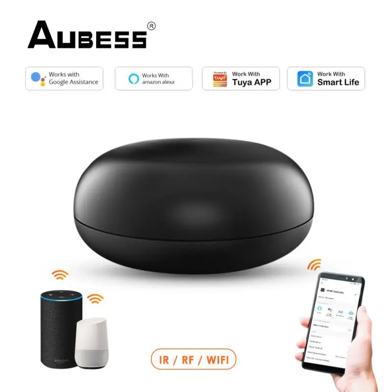 

Универсальный пульт дистанционного управления Aubess-Tuya, Wi-Fi RF + ИК прибор для удаленного управления, работает с приложением Alexa Google Home