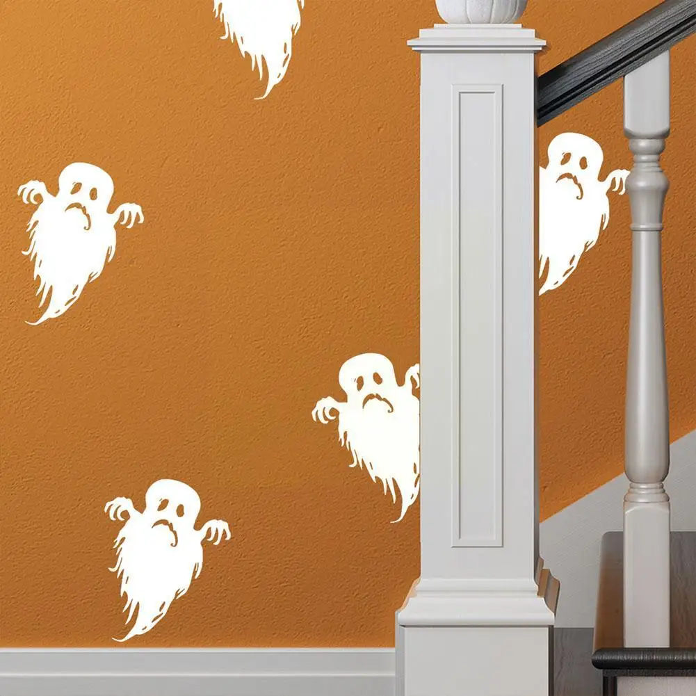 Настенная Наклейка На Хэллоуин, белый призрак, обои для гостиной, спальни, искусство, настенное украшение, клейкий V8F7