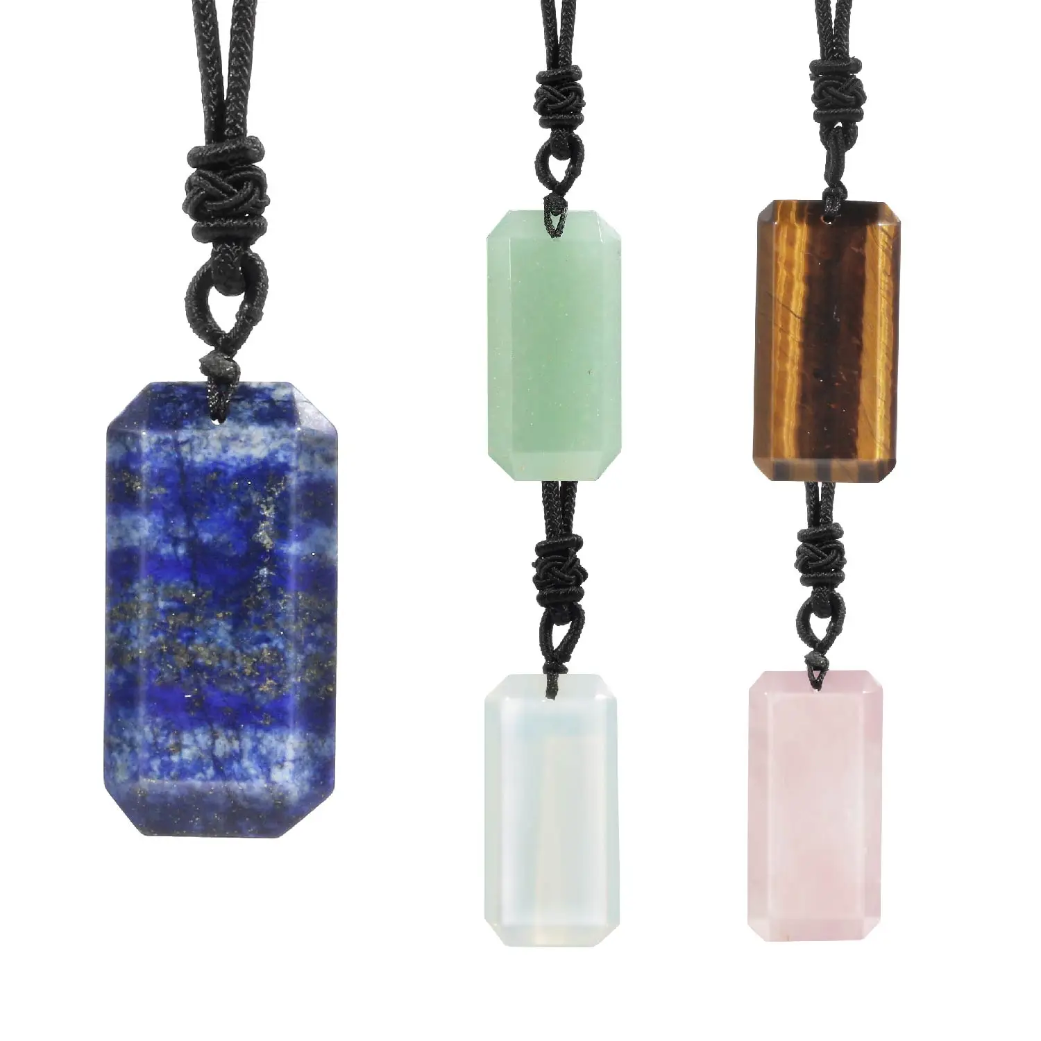 

Natural Crystal Rectangle Auspicious Stone That Safe Pendant for Women Men in Europe America Charm Jewelry Gift Giving Options