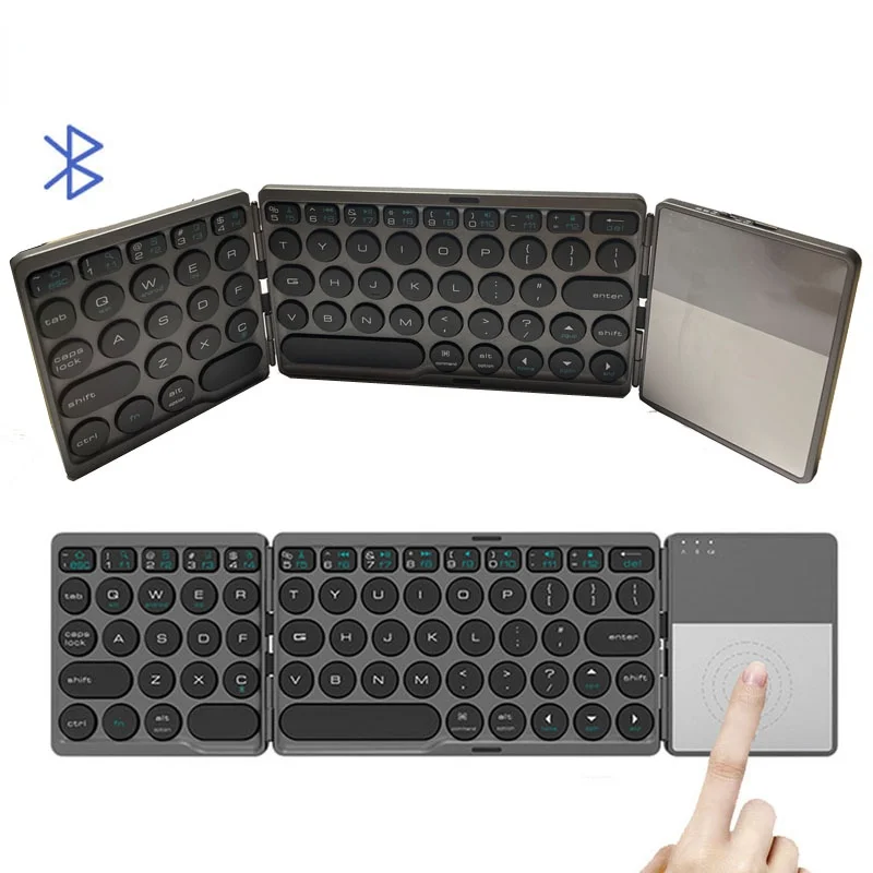 

Foldable Bluetooth Keyboard Wireless Keypad with Touchpad Rechargeable for Tablet Notebook IOS Android Windows Phone