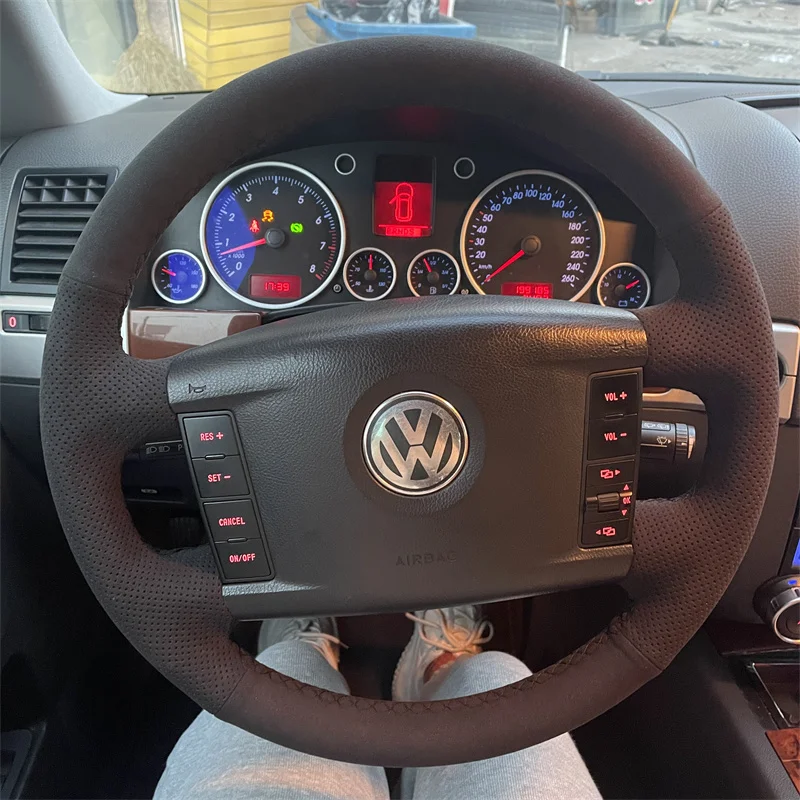 

Черная супертонкая замшевая Кожаная оплетка, мягкая фотопленка для Volkswagen VW Touareg Phaeton 02-05 2006-2010