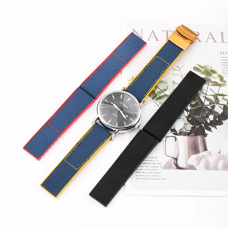 Watch accessories suitable for Breitling Nylon Canvas Series 22 24mm unisex breathable rubber strap Folding buckle