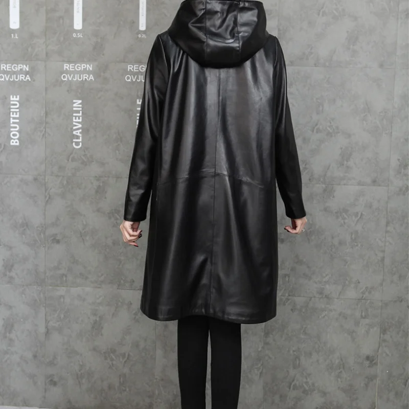 Женская кожаная куртка средней длины винно-красная свободная повседневная из