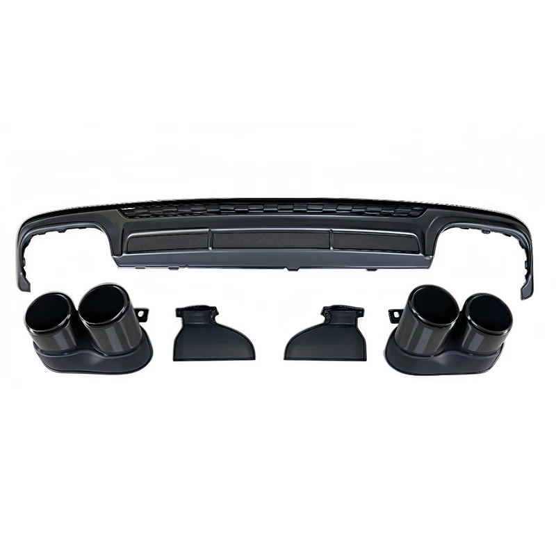 

2019–2022 годы для Audi A6 S6 C8 S-Line, задний бампер, спойлер, нижний сплиттер, диффузор, комплект кузова, глянцевый черный с насадками для выхлопных газов