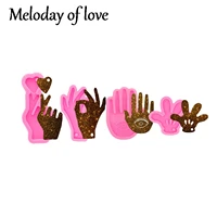 shiny hand sign language i love you and ok keychains mold diy epoxy resin moulds silicone chocolate cake dy0118