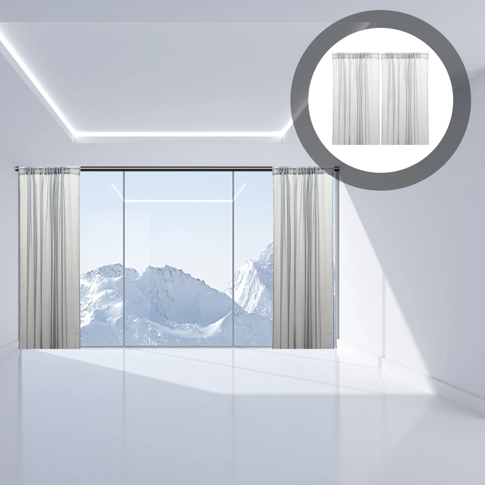 

2Pcs Window Screen Draping Curtain Semitransparent Curtain Door Drapes Valance For Home