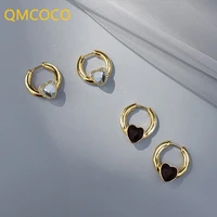 qmcoco prevent allergy silver color love heart earrings party jewelry for women couples summer new fashion simple accessories